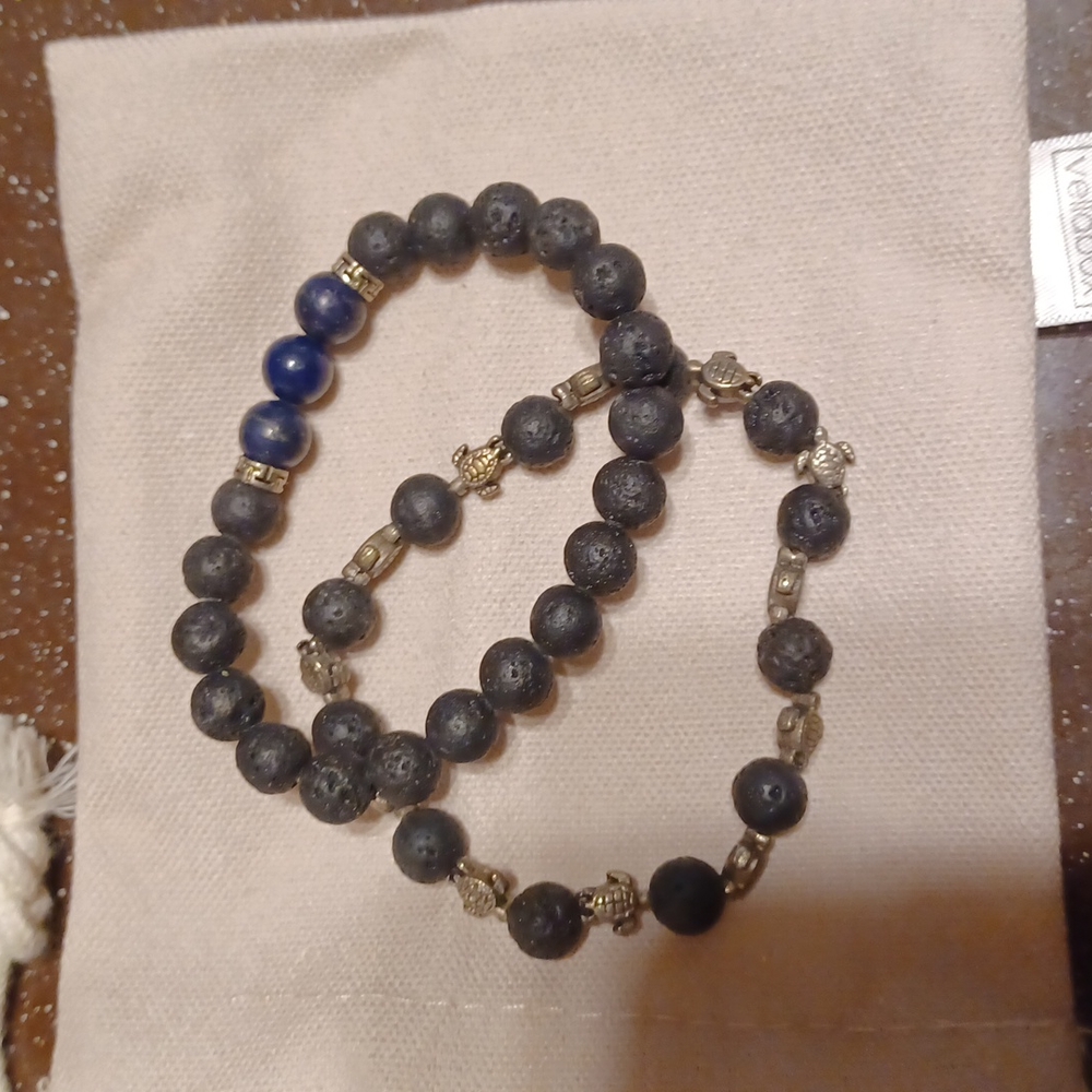 2 Lava stone bracelets sea turtle Aromatherapy Essential oils